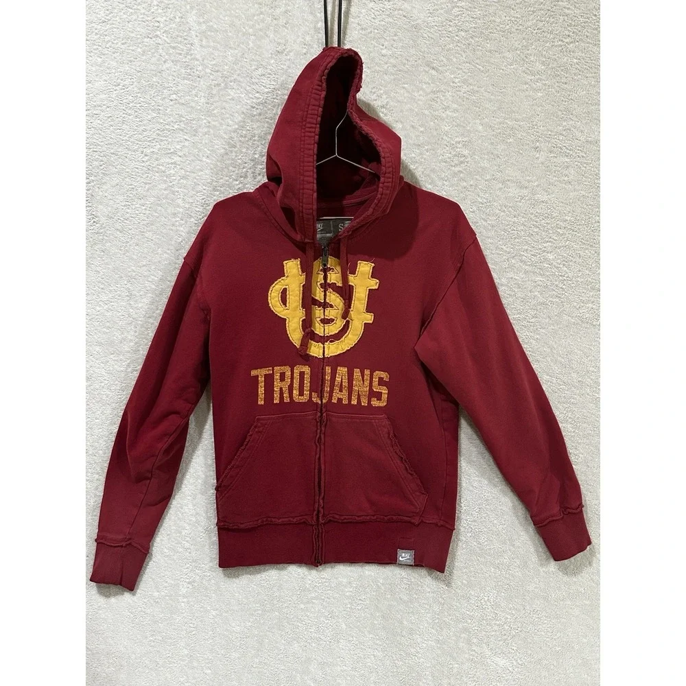 Nike USC Trojans Men's‎ Small Full Zip Hoodie Sweatshirt Dark Red Sportswear